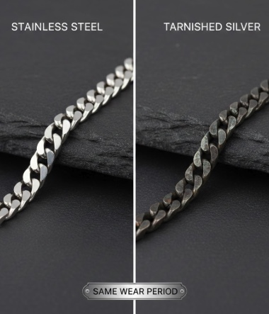 stainless steel vs silver jewelry comparison tarnish resistant durable everyday wear